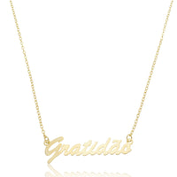 Colar Escrito Gratidão Semijoia | Banhada a Ouro 18k