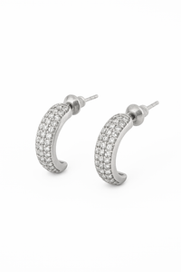 Brinco de Trios Argola e Pedra Banhado em Ouro 18K