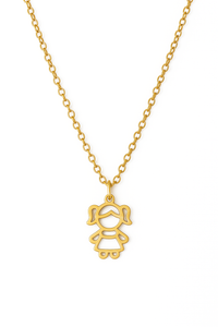 Colar com Pingente de Filho(a) Vazado Banhado a Ouro 18k