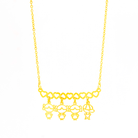 Colar Personalizado Canga Corações e Filho(a) Banhado em Ouro 18K