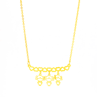 Colar Personalizado Canga Corações e Filho(a) Banhado em Ouro 18K