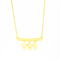 Colar Personalizado Canga Corações e Filho(a) Banhado em Ouro 18K