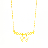 Colar Personalizado Canga Corações e Filho(a) Banhado em Ouro 18K