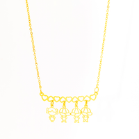 Colar Personalizado Canga Corações e Filho(a) Banhado em Ouro 18K