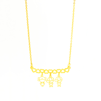 Colar Personalizado Canga Corações e Filho(a) Banhado em Ouro 18K