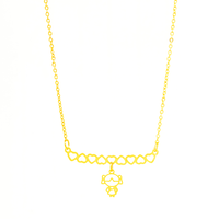 Colar Personalizado Canga Corações e Filho(a) Banhado em Ouro 18K