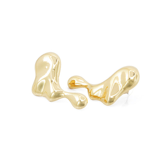 Brinco Orgânico Gota Derretida Banhado em Ouro 18K