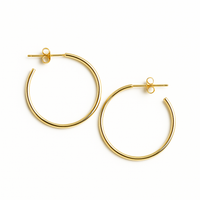 Brinco De Argola Fina Grande 10mm Banhado A Ouro