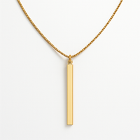 Colar Pingente Pêndulo Quadrado Banhado em Ouro 18K