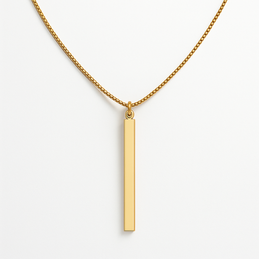 Colar Pingente Pêndulo Quadrado Banhado em Ouro 18K