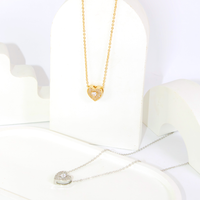 Corrente de Pingente Coração Cravejado Delicado Banhado