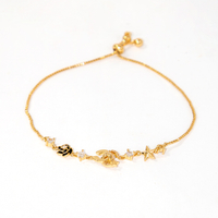 Pulseira Com Pingente Delicados Flor e Estrela Banhado