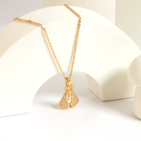 Colar Nossa Senhora Aparecida com Manto Cravejado Zircônias Brancas