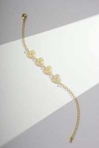 Pulseira Pingente Coração Com Detalhes | Banhado a Ouro 18k