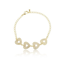 Pulseira Pingente Coração Com Detalhes | Banhado a Ouro 18k