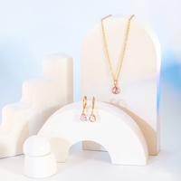 Conjunto Colar e Brinco Com Zircônias Formato Gota