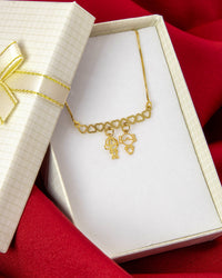 Colar Personalizado Canga Corações e Filho(a) Banhado em Ouro 18K