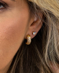 Brinco de Trios Argola e Pedra Banhado em Ouro 18K