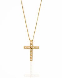 Colar Religioso Crucifixo Cravejada Zircônia Cristal Banhado em Ouro 18K
