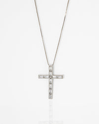 Colar Religioso Crucifixo Cravejada Zircônia Cristal Banhado em Ouro 18K