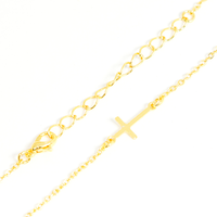Pulseira Mini Cruz Lisa Banhada A Ouro