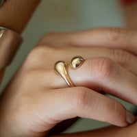Anel Regulável Dupla Gotas Banhado em Ouro 18K