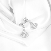 Brinco Leque Luxo Banhada Com Microzircônias Cravejadas