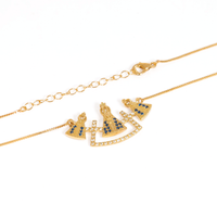 Colar Nossa Sra Aparecida Cravejado em Zircônia Brancas e Azuis Banhado