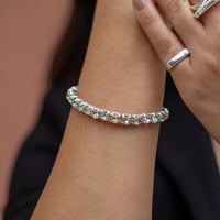 Pulseira Rivieira Elastica Strass 3 mm Banhado em Ouro 18K