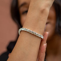 Pulseira Rivieira Elastica Strass 3 mm Banhado em Ouro 18K