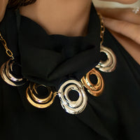 Colar de Argola Dupla Maxi Banhado em Ouro 18K
