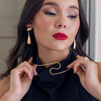 Brinco Alongado Gota Derretida Banhado em Ouro 18K